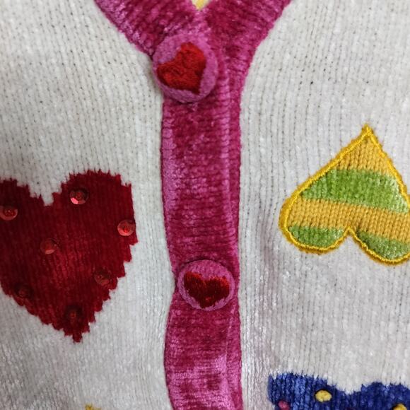 4530) The Quacker Factory Plus Pink Heart Chenille Knitted Novelty Sweater 2X - Picture 6 of 8